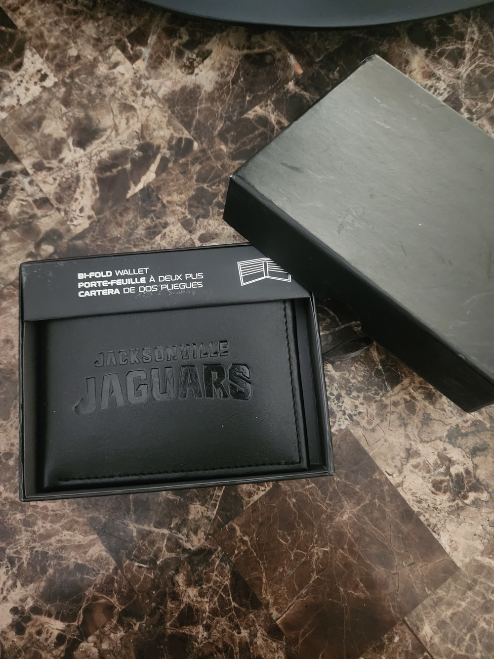 Jacksonville Jaguars Black Bi-Fold Wallet NWT Genuine Leather NFL Gift